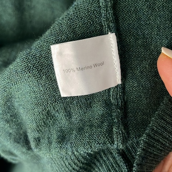 METTE Merino Wool 1/4 Zip Polo Mock neck Sweater Forest Green Large - Picture 6 of 7